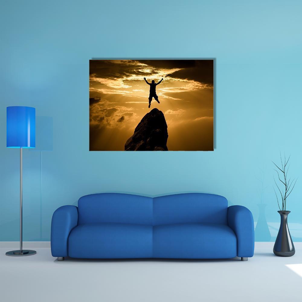 Silhouette Of Success Canvas Wall Art-1 Piece-Gallery Wrap-48" x 32"-Tiaracle