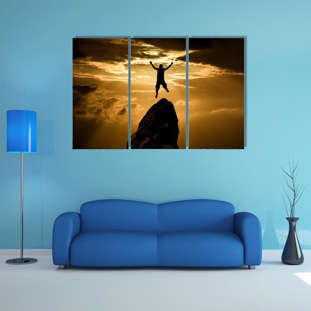 Silhouette Of Success Canvas Wall Art-3 Horizontal-Gallery Wrap-37" x 24"-Tiaracle