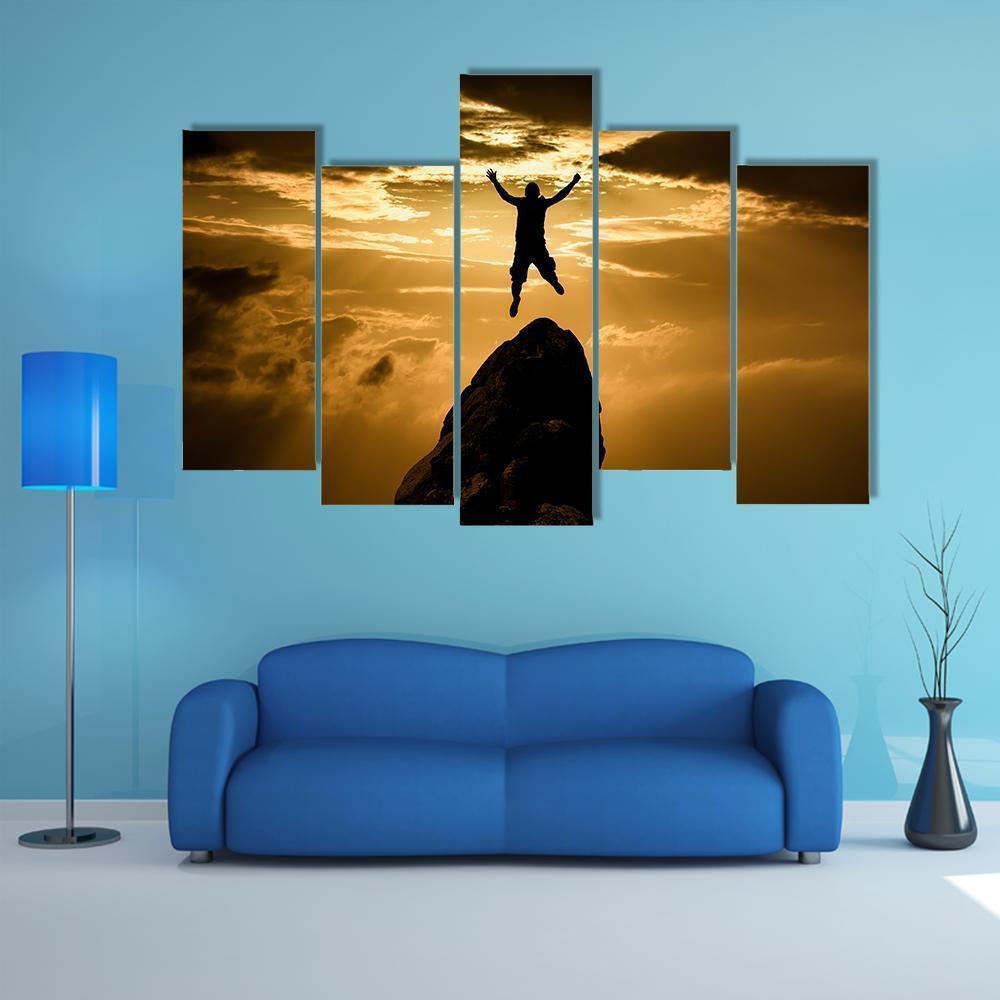 Silhouette Of Success Canvas Wall Art-5 Pop-Gallery Wrap-47" x 32"-Tiaracle