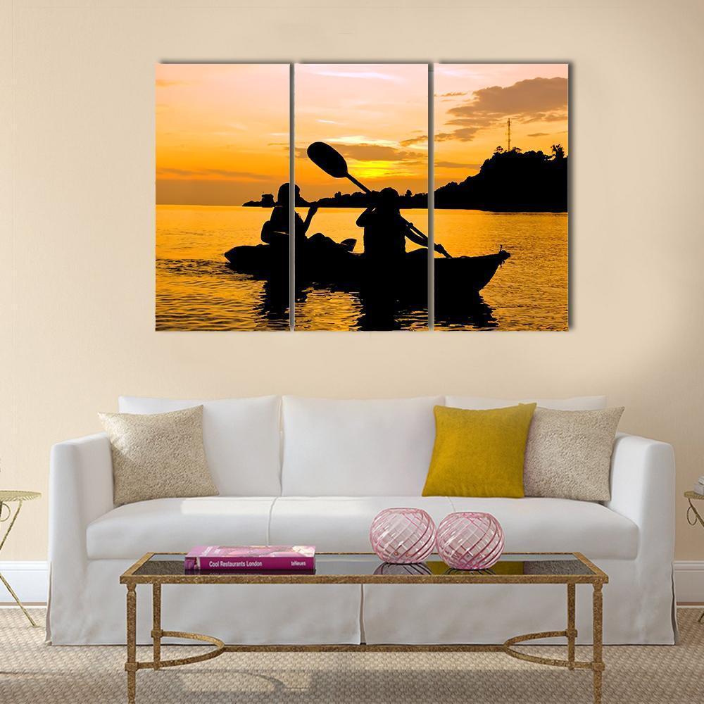 Kayaking At Sunset In Koh Chang Thailand Canvas Wall Art-3 Horizontal-Gallery Wrap-37" x 24"-Tiaracle