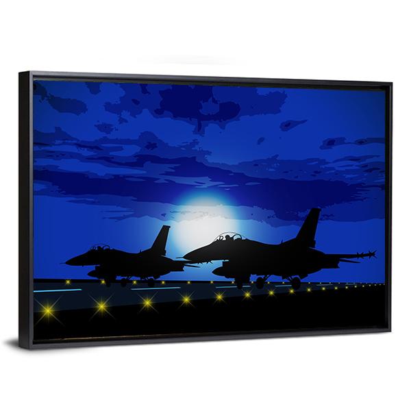 Silhouettes Of Military Planes Canvas Wall Art-3 Horizontal-Gallery Wrap-25" x 16"-Tiaracle