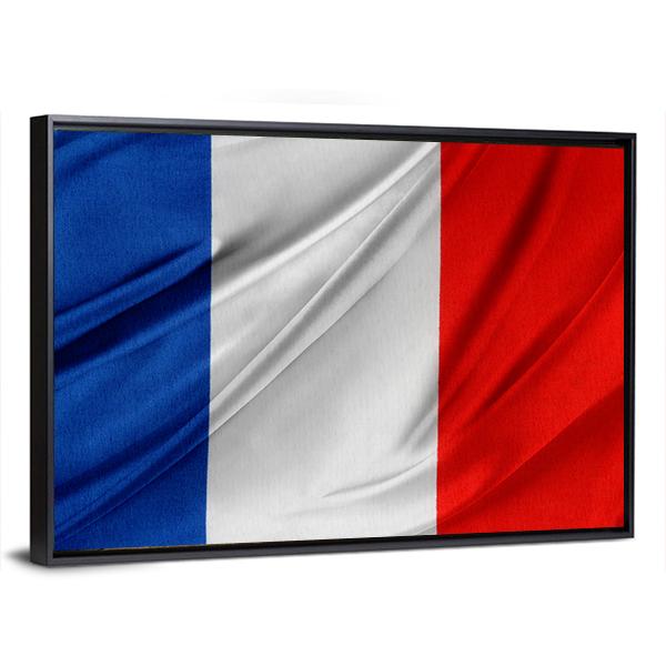 Silky French Flag Canvas Wall Art-3 Horizontal-Gallery Wrap-25" x 16"-Tiaracle