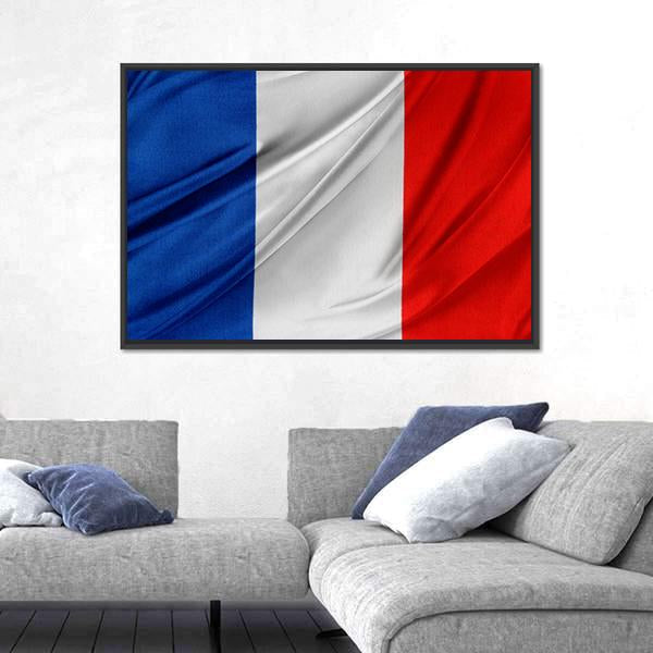 Silky French Flag Canvas Wall Art-3 Horizontal-Gallery Wrap-25" x 16"-Tiaracle