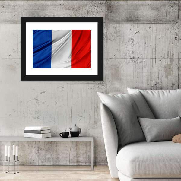 Silky French Flag Canvas Wall Art-3 Horizontal-Gallery Wrap-25" x 16"-Tiaracle