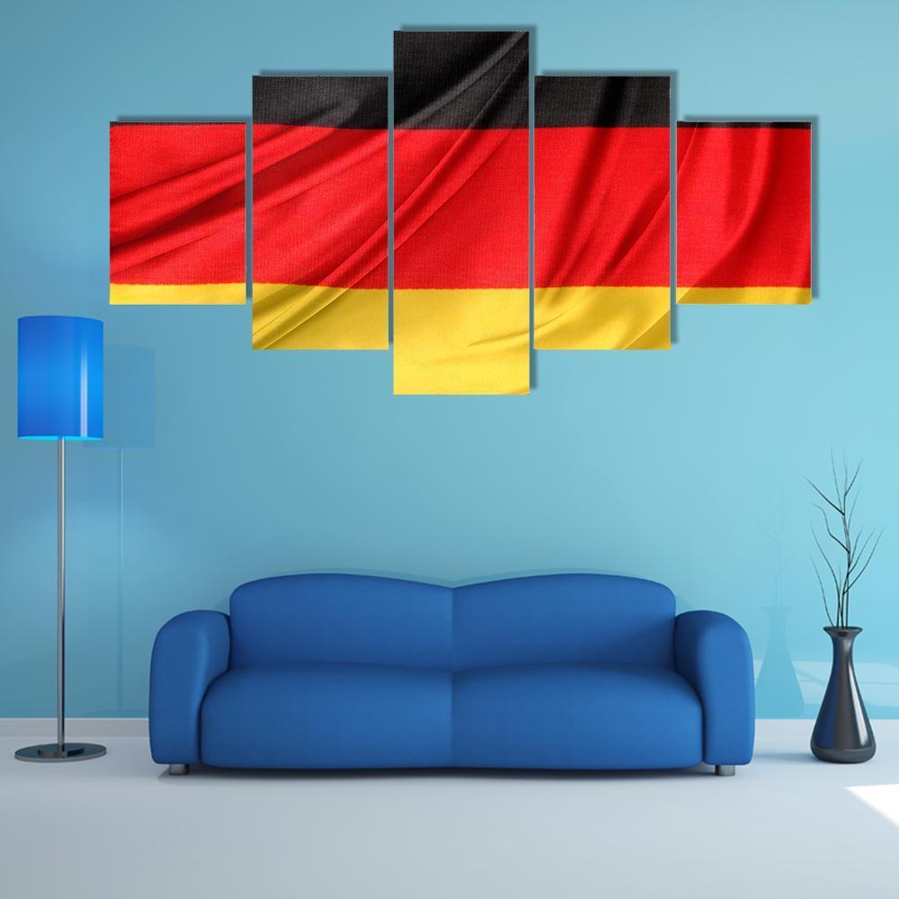 Silky German Flag Canvas Wall Art-5 Star-Gallery Wrap-62" x 32"-Tiaracle