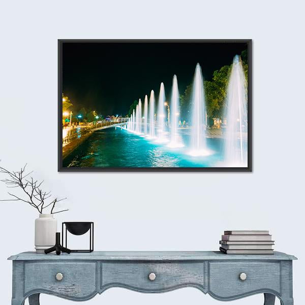 Singing And Dancing Fountains In Batumi Adjara Georgia Canvas Wall Art-1 Piece-Floating Frame-24" x 16"-Tiaracle