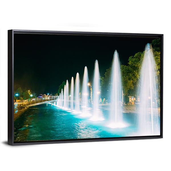 Singing And Dancing Fountains In Batumi Adjara Georgia Canvas Wall Art-3 Horizontal-Gallery Wrap-25" x 16"-Tiaracle