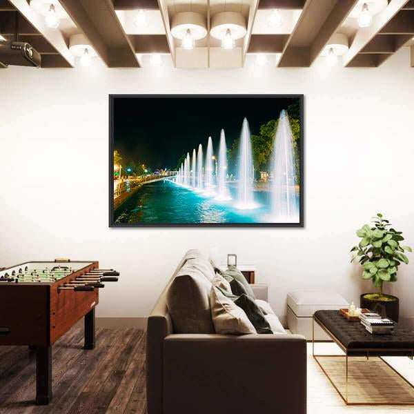 Singing And Dancing Fountains In Batumi Adjara Georgia Canvas Wall Art-3 Horizontal-Gallery Wrap-25" x 16"-Tiaracle