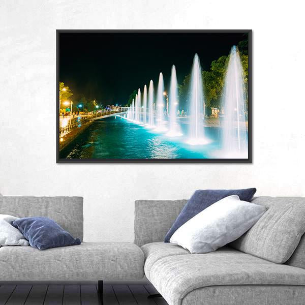 Singing And Dancing Fountains In Batumi Adjara Georgia Canvas Wall Art-3 Horizontal-Gallery Wrap-25" x 16"-Tiaracle