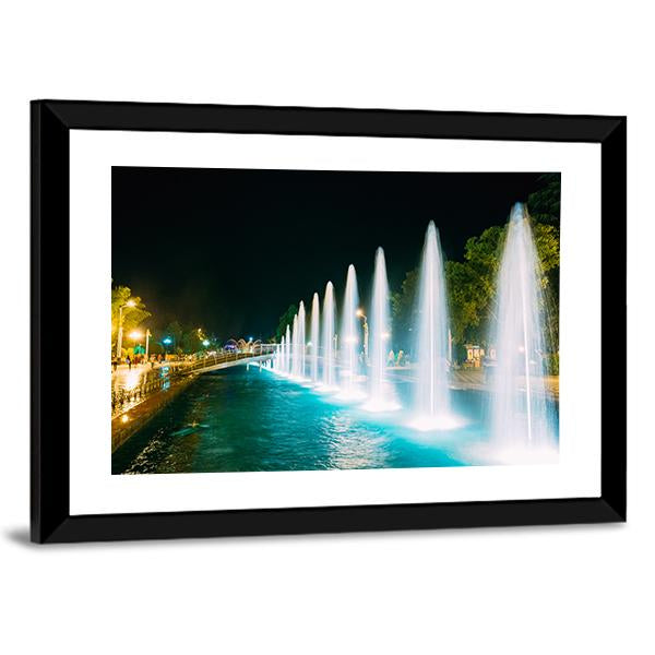 Singing And Dancing Fountains In Batumi Adjara Georgia Canvas Wall Art-3 Horizontal-Gallery Wrap-25" x 16"-Tiaracle