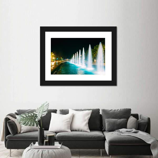 Singing And Dancing Fountains In Batumi Adjara Georgia Canvas Wall Art-3 Horizontal-Gallery Wrap-25" x 16"-Tiaracle