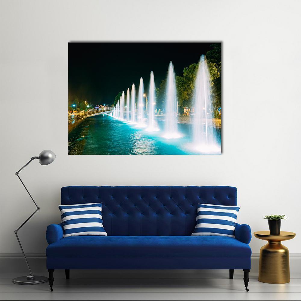 Singing And Dancing Fountains In Batumi Adjara Georgia Canvas Wall Art-1 Piece-Gallery Wrap-48" x 32"-Tiaracle