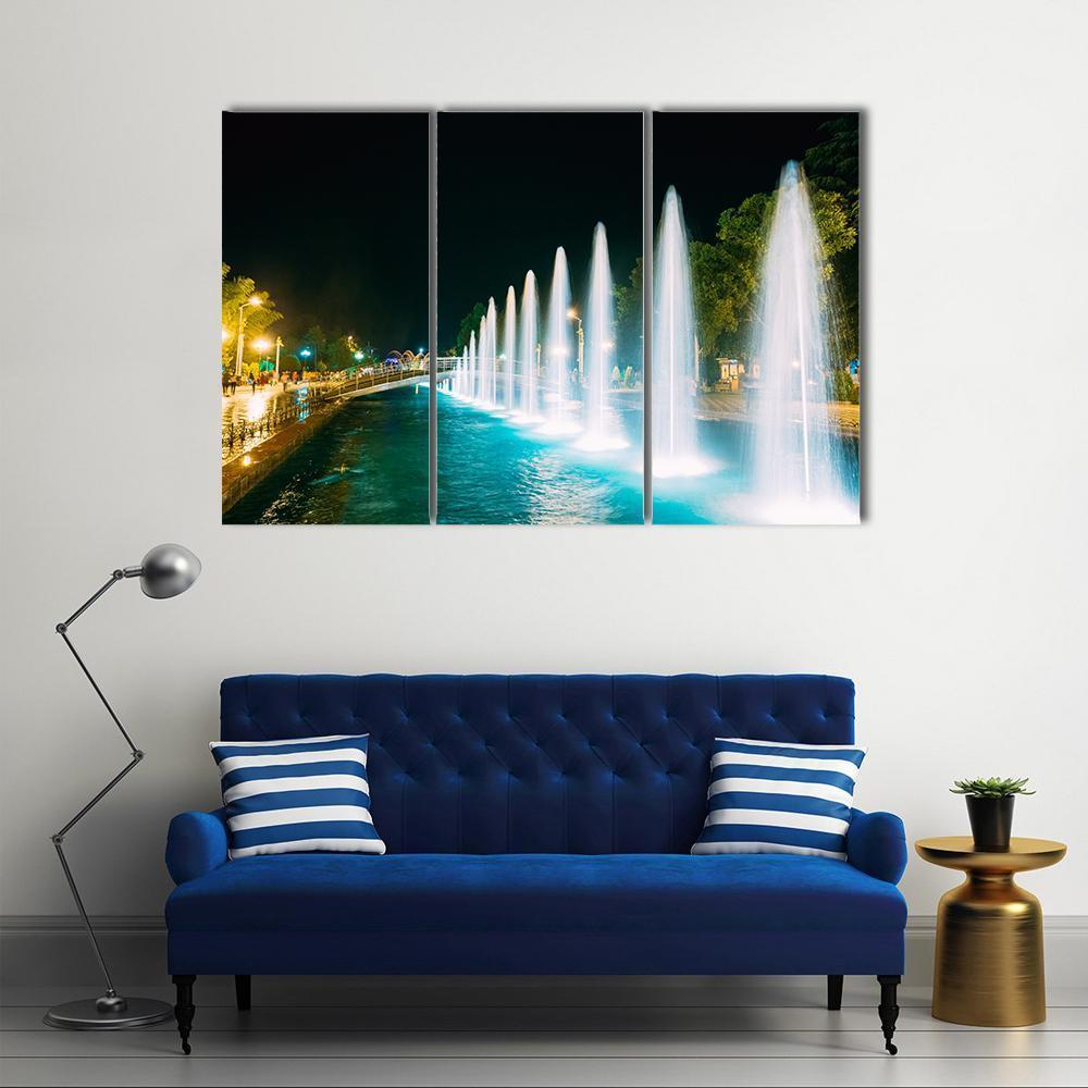 Singing And Dancing Fountains In Batumi Adjara Georgia Canvas Wall Art-3 Horizontal-Gallery Wrap-37" x 24"-Tiaracle