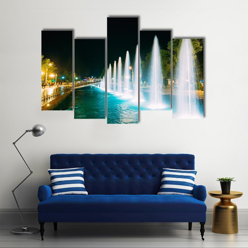 Singing And Dancing Fountains In Batumi Adjara Georgia Canvas Wall Art-5 Pop-Gallery Wrap-47" x 32"-Tiaracle