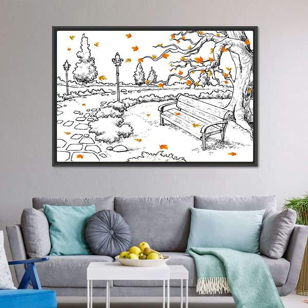 Sketch Of Autumn Canvas Wall Art-3 Horizontal-Gallery Wrap-25" x 16"-Tiaracle