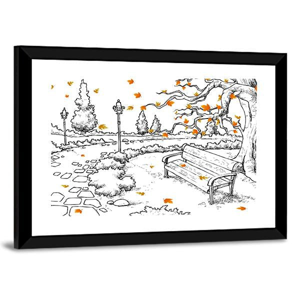 Sketch Of Autumn Canvas Wall Art-3 Horizontal-Gallery Wrap-25" x 16"-Tiaracle