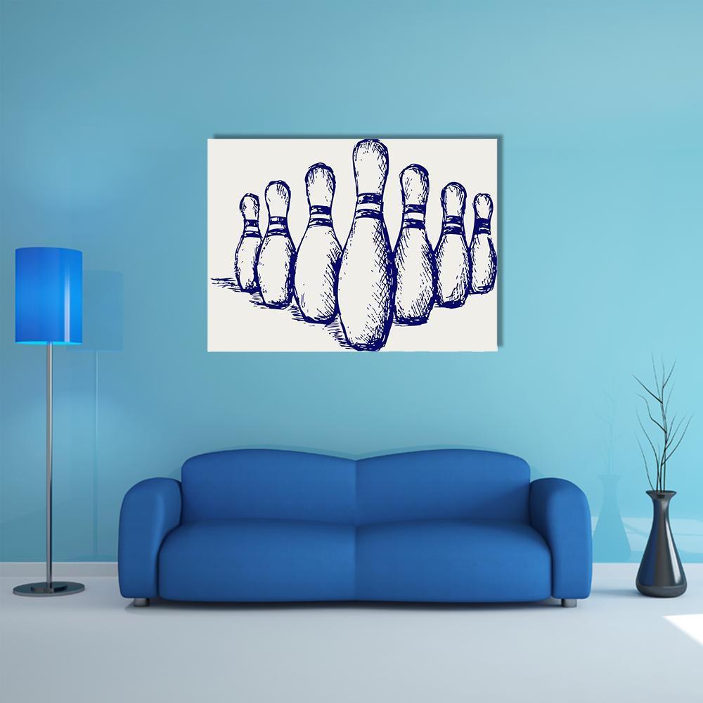 Sketch Of Bowling Canvas Wall Art-1 Piece-Gallery Wrap-48" x 32"-Tiaracle