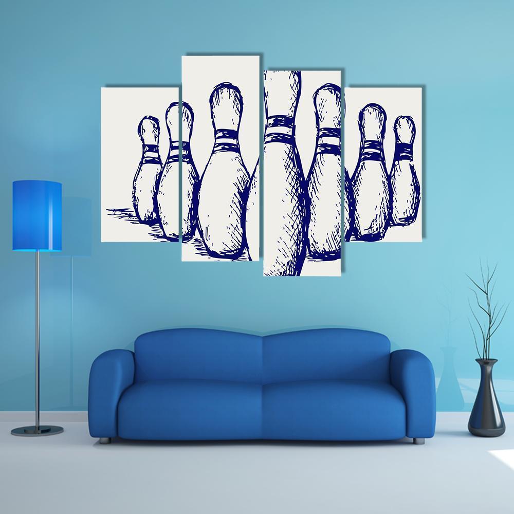 Sketch Of Bowling Canvas Wall Art-4 Pop-Gallery Wrap-50" x 32"-Tiaracle