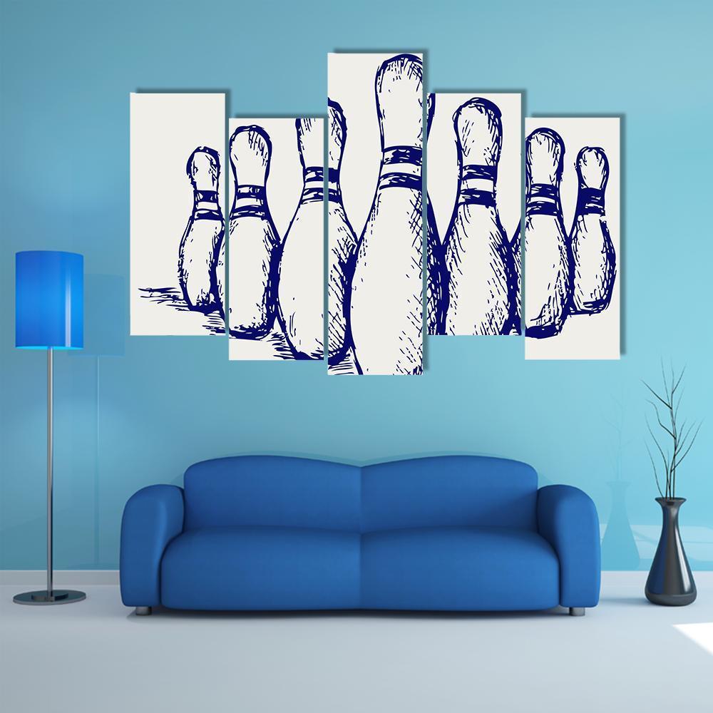 Sketch Of Bowling Canvas Wall Art-5 Pop-Gallery Wrap-47" x 32"-Tiaracle