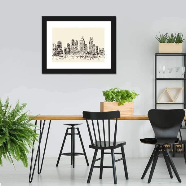 Sketch Of Singapore City Canvas Wall Art-3 Horizontal-Gallery Wrap-25" x 16"-Tiaracle