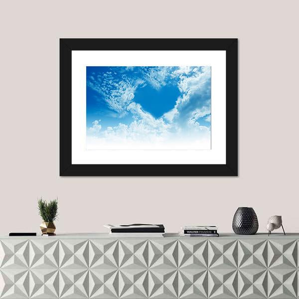 Sky Clouds Forming A Heart Shape Canvas Wall Art-1 Piece-Framed Print-20" x 16"-Tiaracle