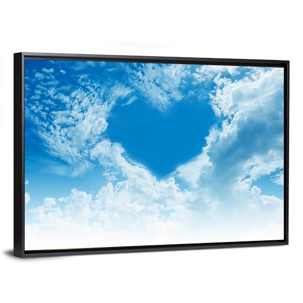 Sky Clouds Forming A Heart Shape Canvas Wall Art-3 Horizontal-Gallery Wrap-25" x 16"-Tiaracle