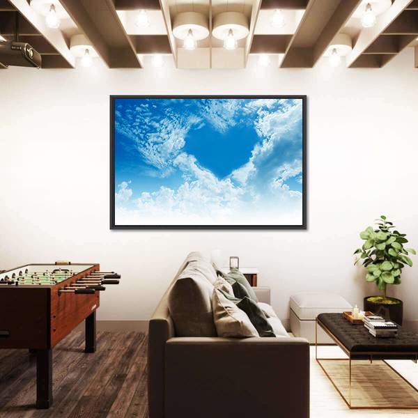 Sky Clouds Forming A Heart Shape Canvas Wall Art-3 Horizontal-Gallery Wrap-25" x 16"-Tiaracle