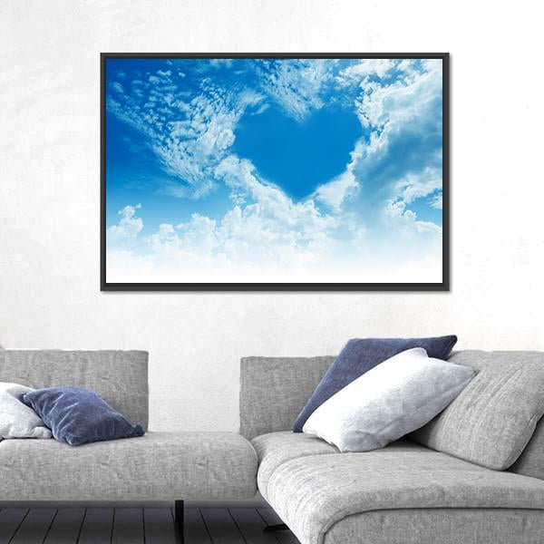 Sky Clouds Forming A Heart Shape Canvas Wall Art-3 Horizontal-Gallery Wrap-25" x 16"-Tiaracle