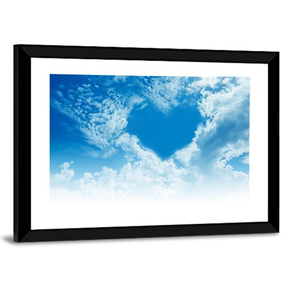 Sky Clouds Forming A Heart Shape Canvas Wall Art-3 Horizontal-Gallery Wrap-25" x 16"-Tiaracle