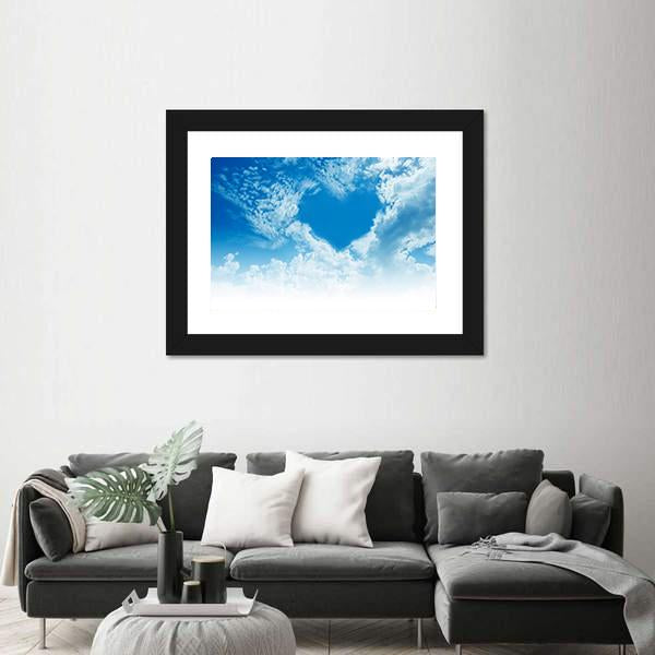 Sky Clouds Forming A Heart Shape Canvas Wall Art-3 Horizontal-Gallery Wrap-25" x 16"-Tiaracle