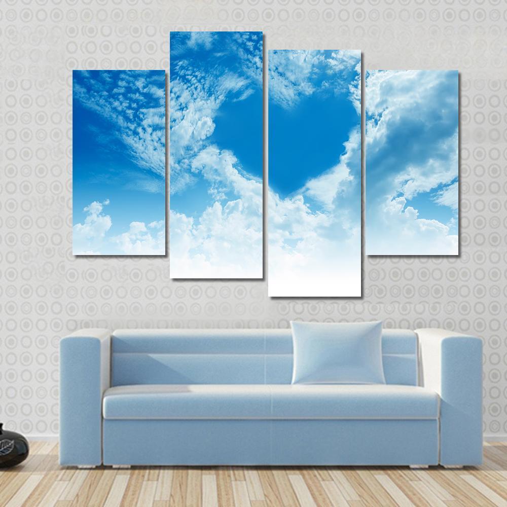 Sky Clouds Forming A Heart Shape Canvas Wall Art-4 Pop-Gallery Wrap-50" x 32"-Tiaracle