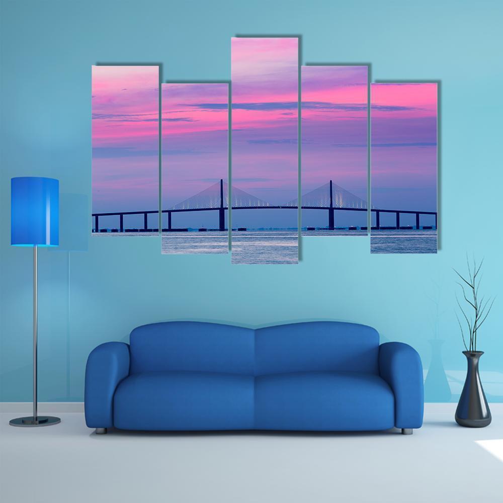 Skyway Bridge Canvas Wall Art-5 Pop-Gallery Wrap-47" x 32"-Tiaracle