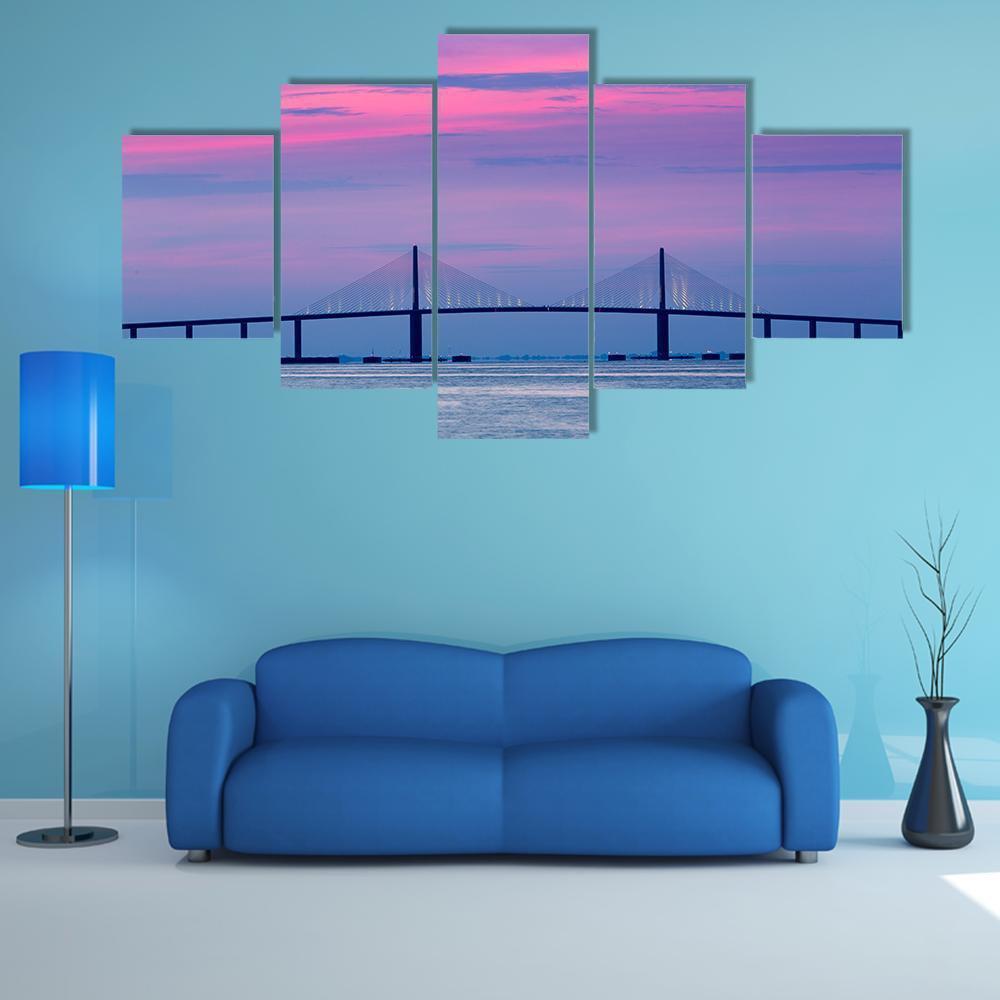 Skyway Bridge Canvas Wall Art-5 Star-Gallery Wrap-62" x 32"-Tiaracle