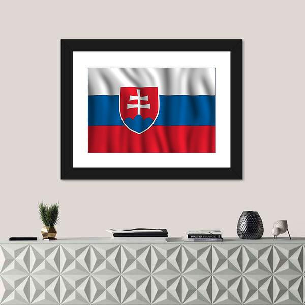 Slovakia National Flag Illustration Canvas Wall Art-1 Piece-Framed Print-20" x 16"-Tiaracle