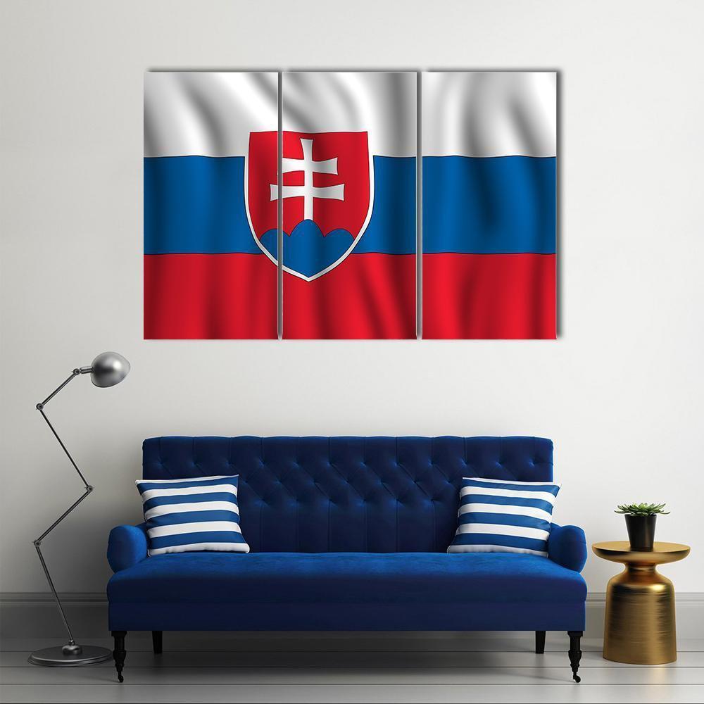 Slovakia National Flag Illustration Canvas Wall Art-3 Horizontal-Gallery Wrap-37" x 24"-Tiaracle