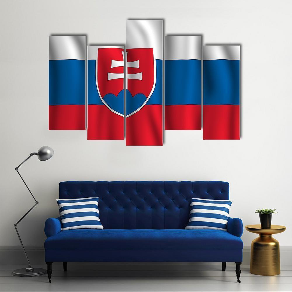 Slovakia National Flag Illustration Canvas Wall Art-5 Pop-Gallery Wrap-47" x 32"-Tiaracle