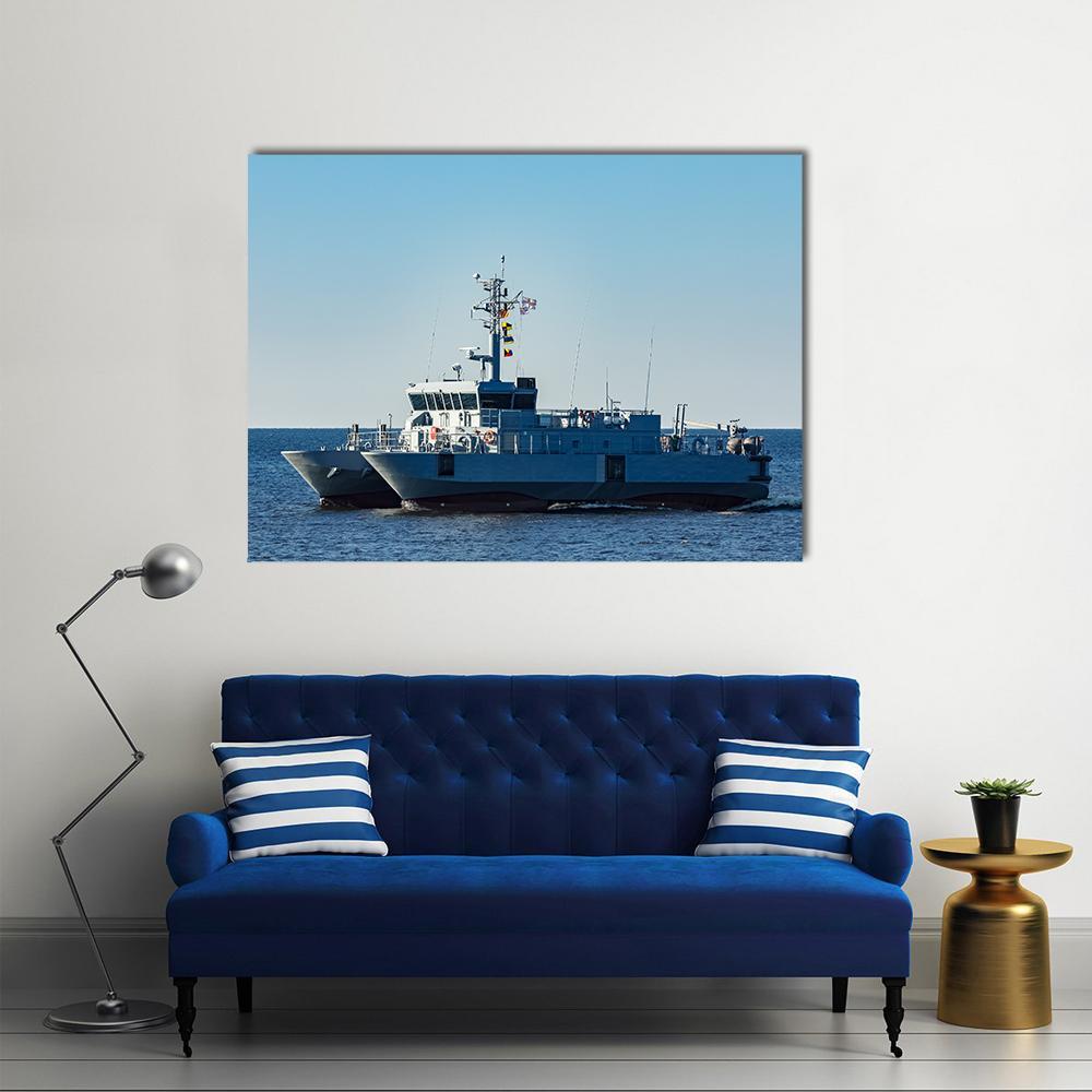 Small Grey Military Ship Canvas Wall Art-1 Piece-Gallery Wrap-48" x 32"-Tiaracle