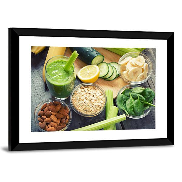 Smoothie With Fruits And Vegetables Canvas Wall Art-3 Horizontal-Gallery Wrap-25" x 16"-Tiaracle