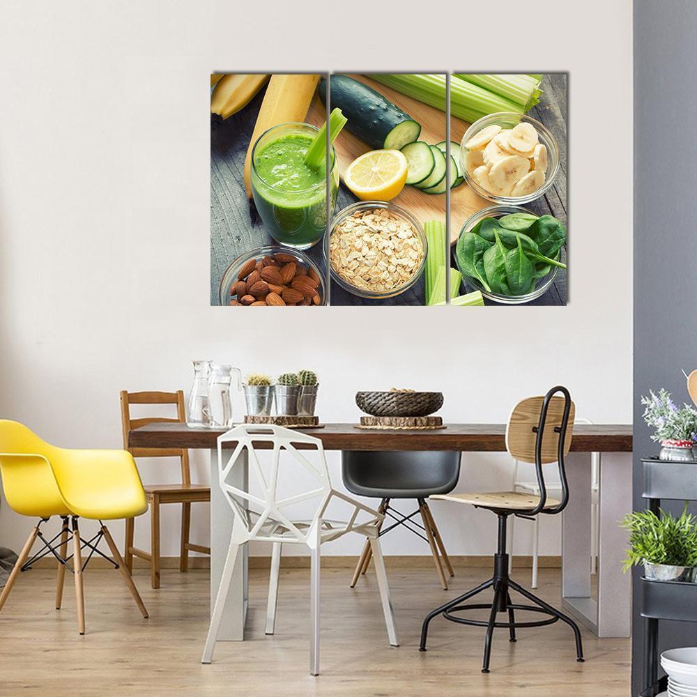 Smoothie With Fruits And Vegetables Canvas Wall Art-3 Horizontal-Gallery Wrap-37" x 24"-Tiaracle