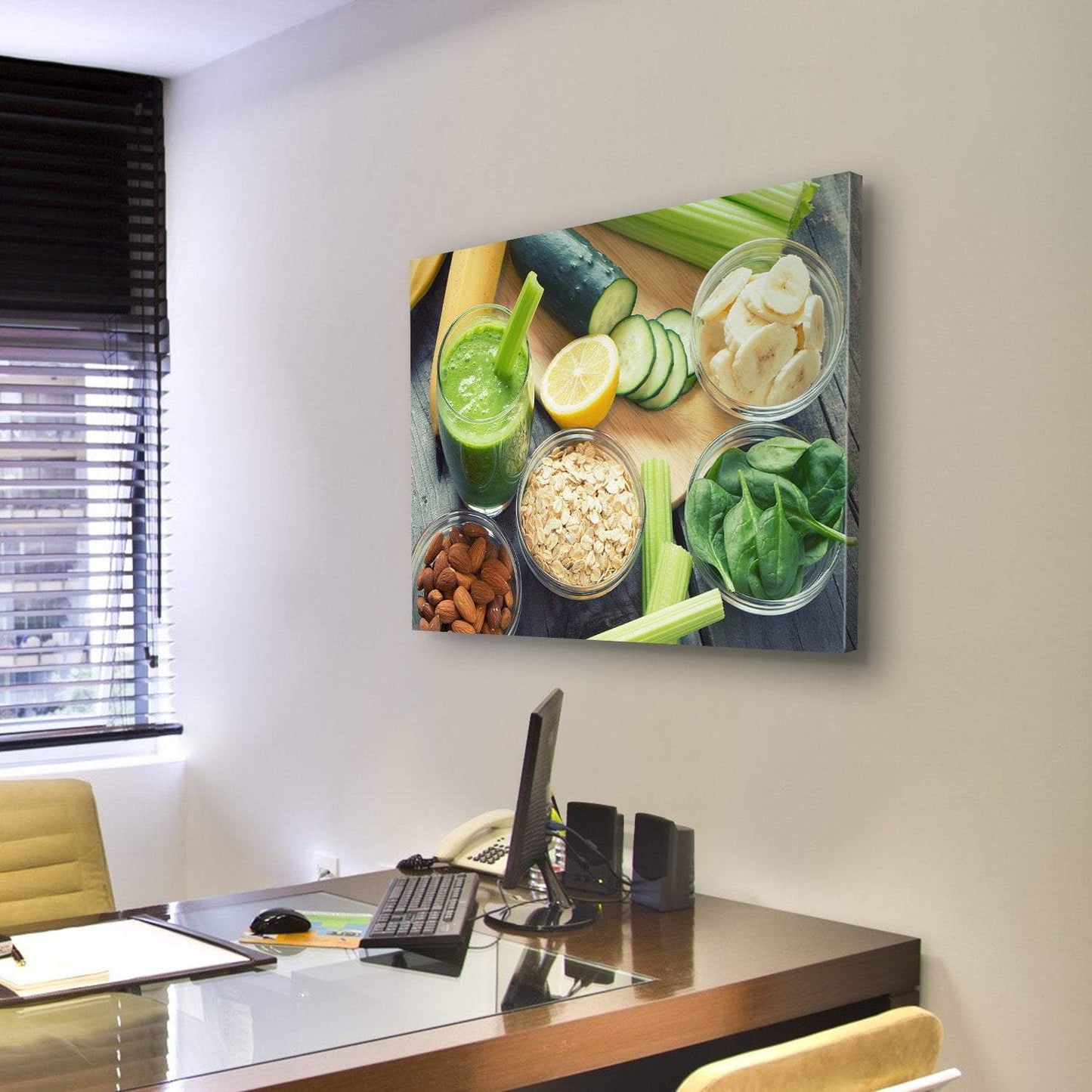 Smoothie With Fruits And Vegetables Canvas Wall Art-3 Horizontal-Gallery Wrap-25" x 16"-Tiaracle