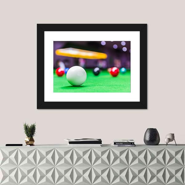 Snooker Ball On Snooker Table Canvas Wall Art-1 Piece-Framed Print-20" x 16"-Tiaracle