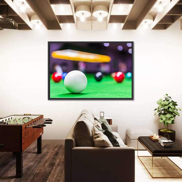 Snooker Ball On Snooker Table Canvas Wall Art-3 Horizontal-Gallery Wrap-25" x 16"-Tiaracle