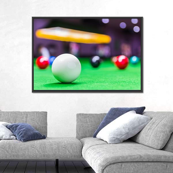 Snooker Ball On Snooker Table Canvas Wall Art-3 Horizontal-Gallery Wrap-25" x 16"-Tiaracle