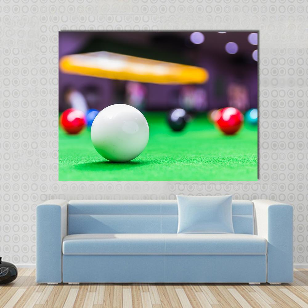 Snooker Ball On Snooker Table Canvas Wall Art-1 Piece-Gallery Wrap-48" x 32"-Tiaracle