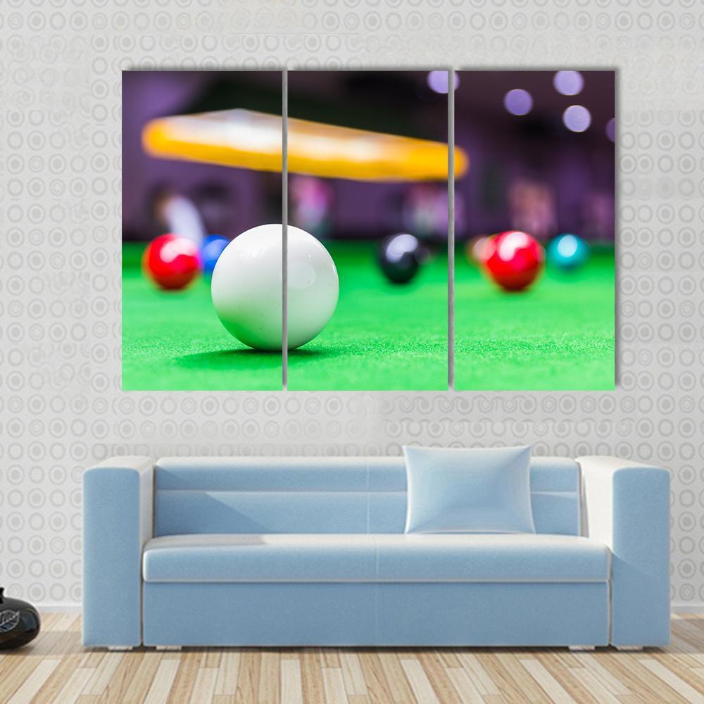 Snooker Ball On Snooker Table Canvas Wall Art-3 Horizontal-Gallery Wrap-37" x 24"-Tiaracle