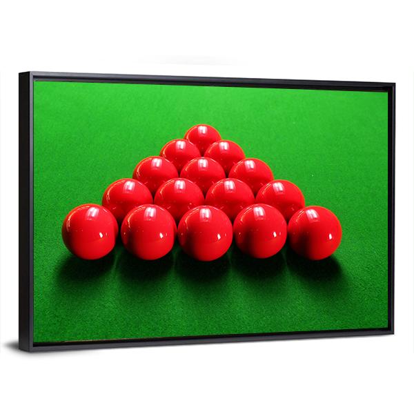 Snooker Balls Arranged In Triangular Shape Ready For Play Canvas Wall Art-3 Horizontal-Gallery Wrap-25" x 16"-Tiaracle