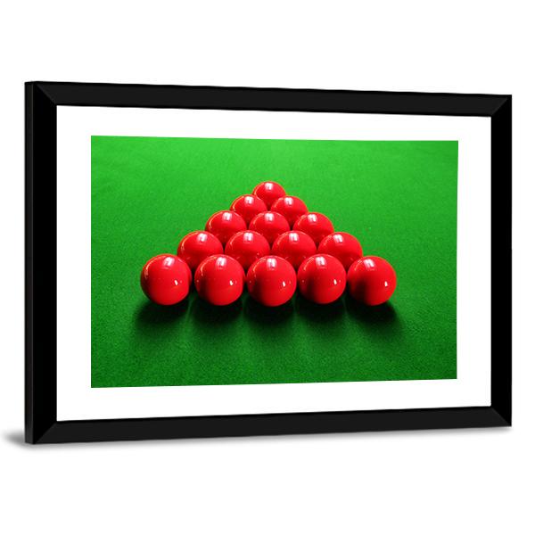 Snooker Balls Arranged In Triangular Shape Ready For Play Canvas Wall Art-3 Horizontal-Gallery Wrap-25" x 16"-Tiaracle