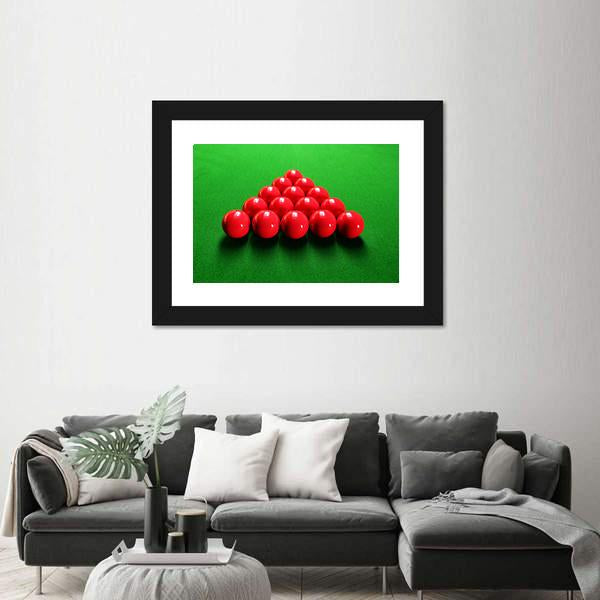 Snooker Balls Arranged In Triangular Shape Ready For Play Canvas Wall Art-3 Horizontal-Gallery Wrap-25" x 16"-Tiaracle