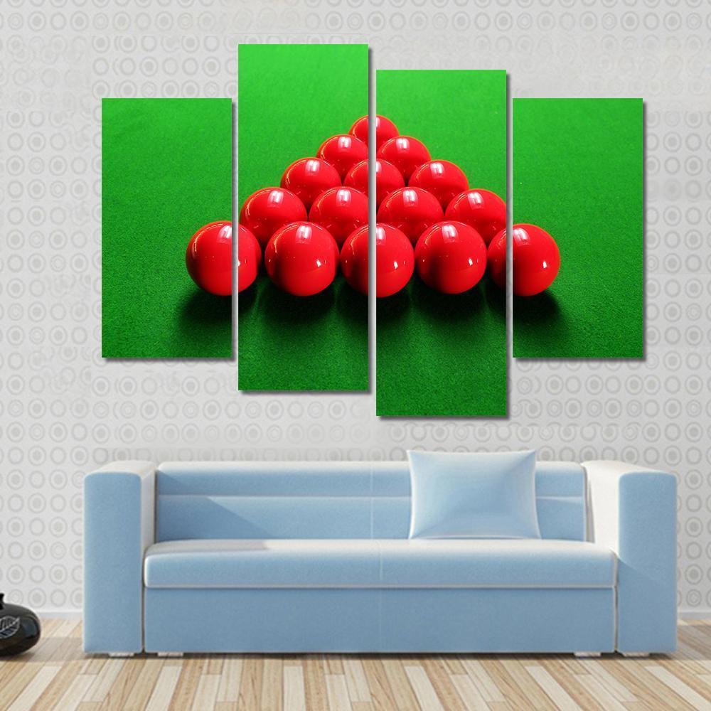 Snooker Balls Arranged In Triangular Shape Ready For Play Canvas Wall Art-4 Pop-Gallery Wrap-50" x 32"-Tiaracle