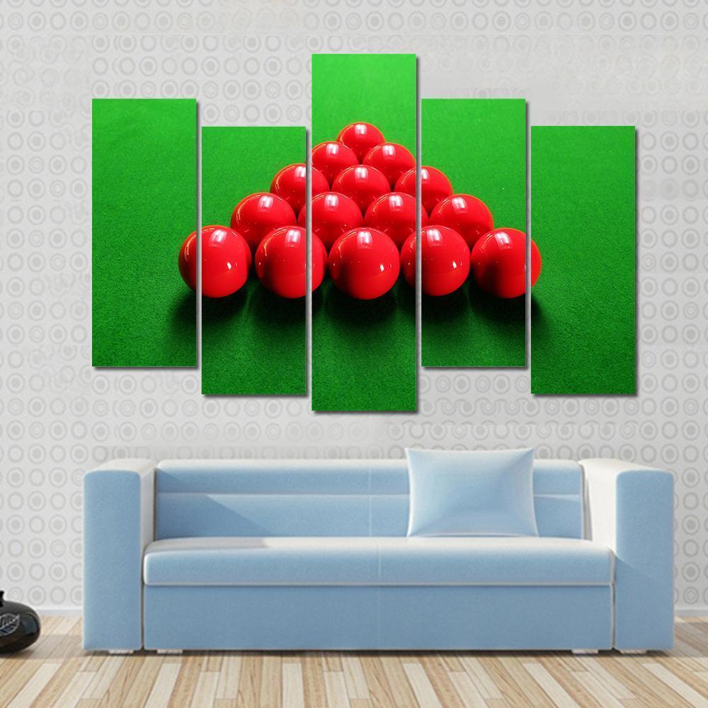 Snooker Balls Arranged In Triangular Shape Ready For Play Canvas Wall Art-5 Pop-Gallery Wrap-47" x 32"-Tiaracle